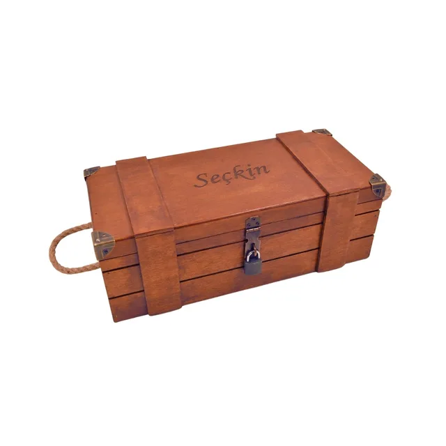 🛠️ Erkekler için Ahşap Alet ve Hobi Kutusu | 40 x 18 x 15 cm – Tütün Rengi – Fotoğraf 1