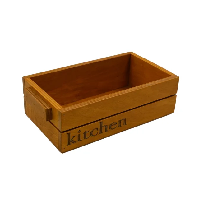 Ahşap Mutfak Organizer – El Yapımı Sarı Meşe 24x14 Cm (YÜKSEKLİK 8 CM) – Fotoğraf 1