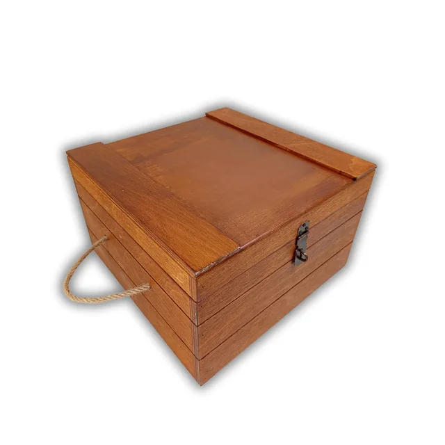🪵 Düz Ahşap Saklama Kutusu | 29 x 29 x 17 cm – Asma Kilit Dahil – Fotoğraf 1