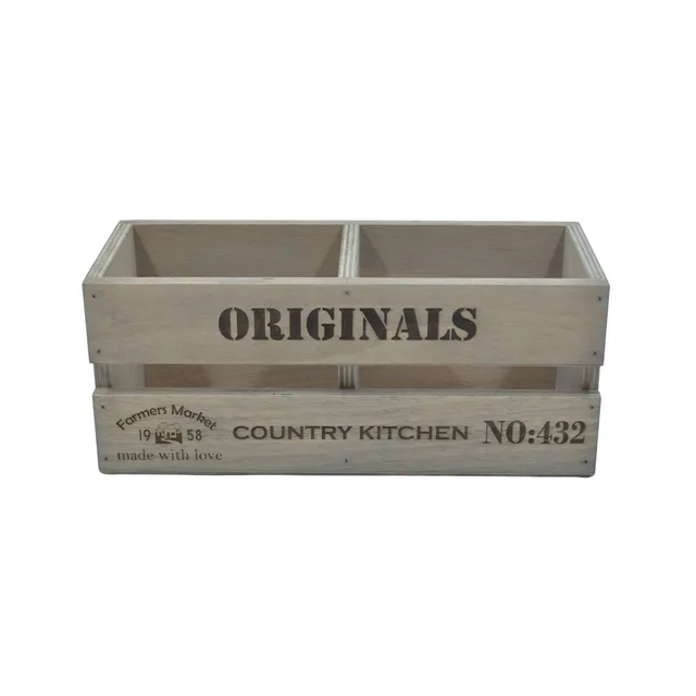 Ahşap Country House Mutfak ve Banyo Organizer 30x12x12 Cm Gri Transparan – Fotoğraf 1
