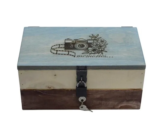 Anı Kutusu, Fotoğraf Kutusu, Retro Ahşap Kutu 24cm X 14cm Genişlik 11c – Fotoğraf 1