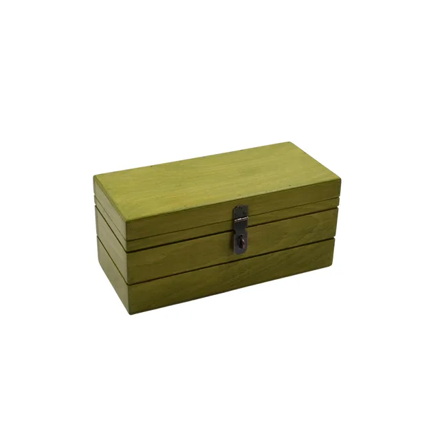 Asma Kilitli Yeşil Ahşap Kutu 30x14x12 cm | Marin Kayın 30 x 14 – Fotoğraf 1