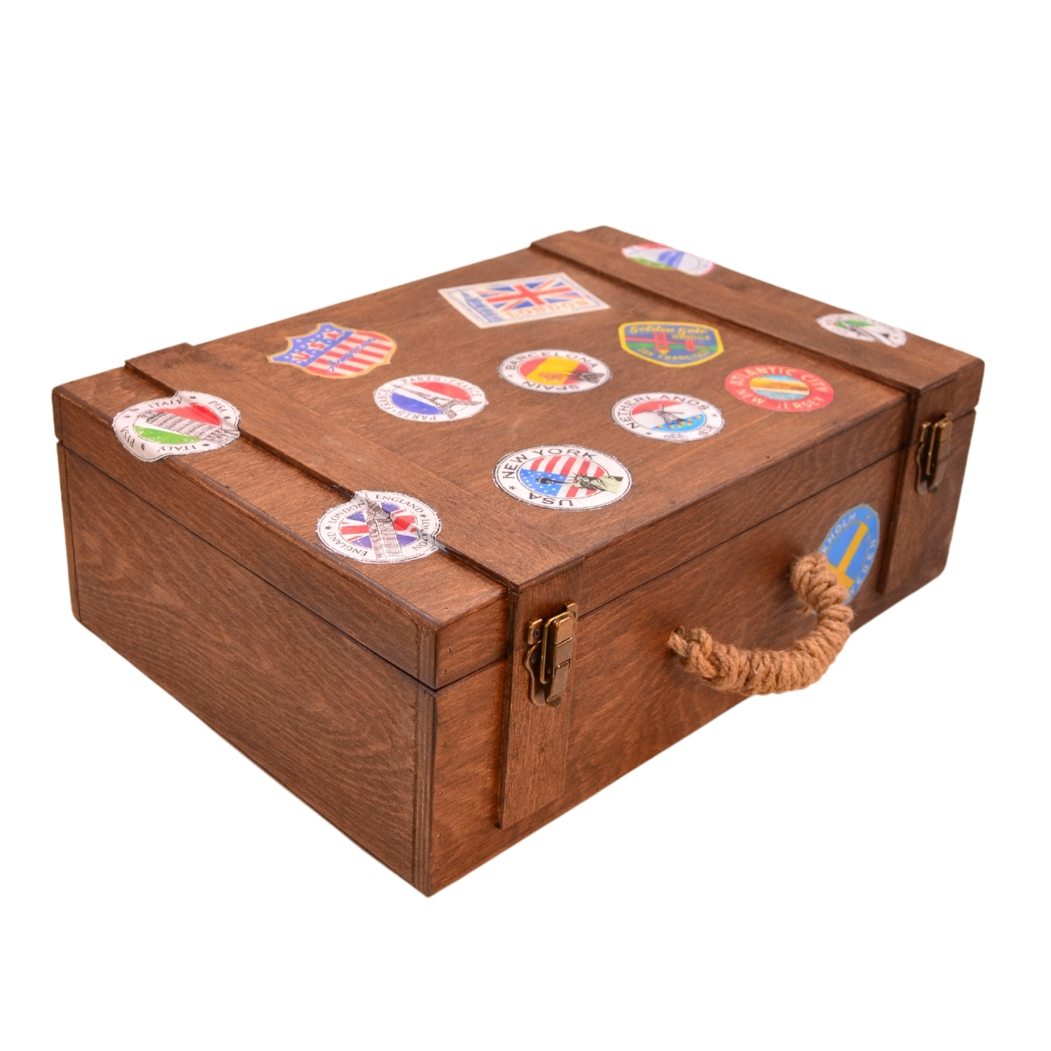 Tuns Woods Dekoratif Retro Ahşap Bavul Valiz – Vintage Tarzda Saklama Kutusu 🎒