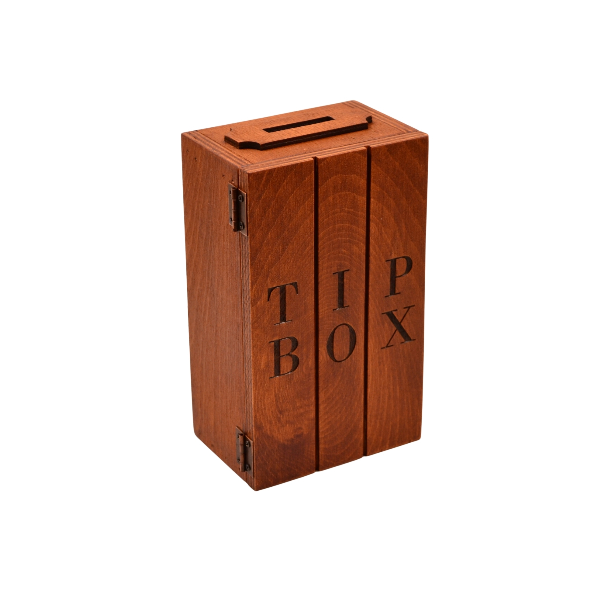 Dikey Tipbox Bahşiş Kutusu Asma Kilitli Burma Renk Ahşap Kutu