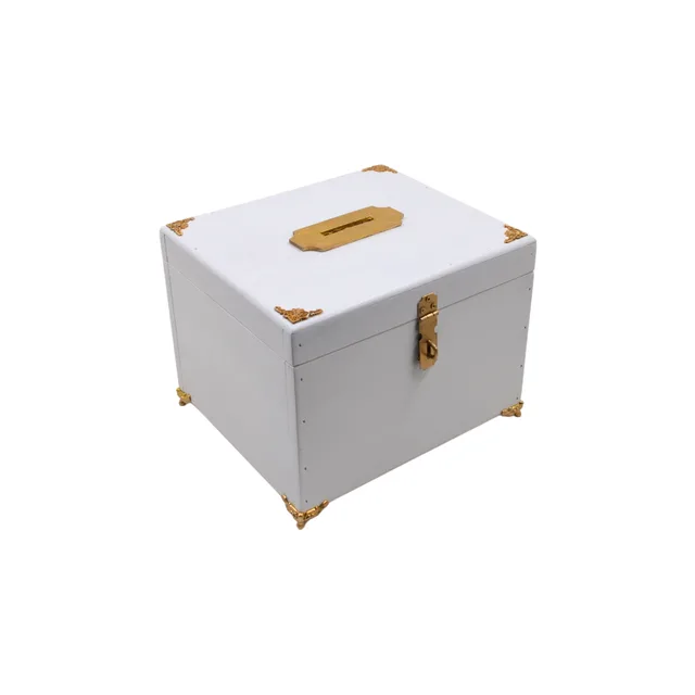 ✨💼 Altın Ayaklı Beyaz Tipbox – 23 × 20 × 16 cm | Asma Kilit Hediyeli – Fotoğraf 1