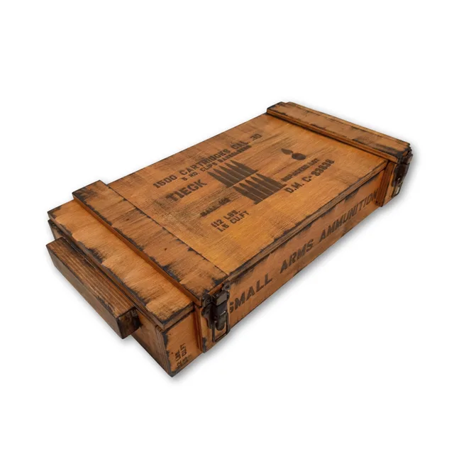 🧰 El Yapımı Ahşap Dekoratif Cephane Kutusu – Retro Tasarım | 40 x 20 x 8 cm – Fotoğraf 1