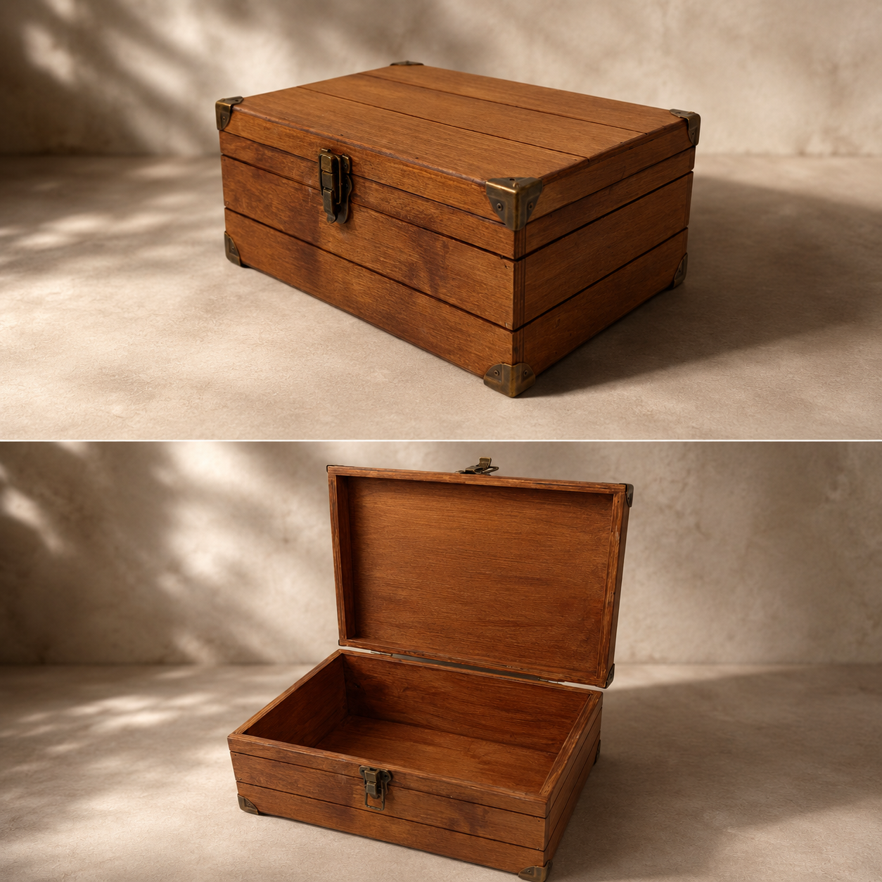Retrol Ahşap Hatıra Kutusu 24 x 16 x 10 cm Klipsli El Yapımı Saklama K