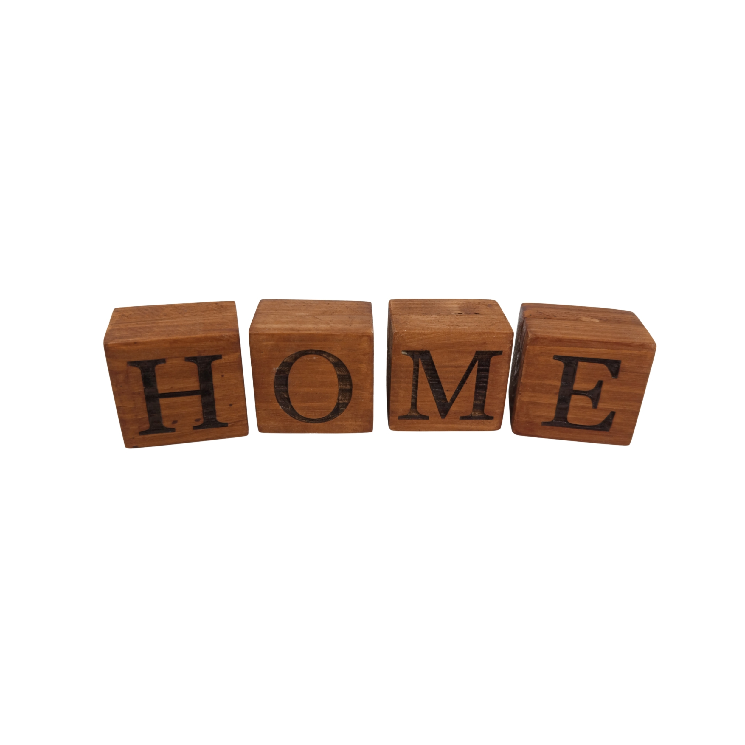 🏠 Home Yazılı Ahşap Dekoratif Küpler – Mini Blok Seti | 4 x 4 x 4 cm