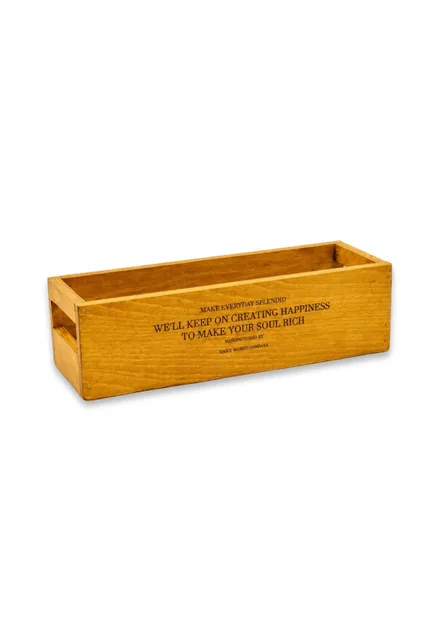 TUN'S WOODS Sarı Meşe Ahşap Organizer Kutu 35x12x9 cm Dekoratif Çok Amaçlı Tezga – Fotoğraf 1