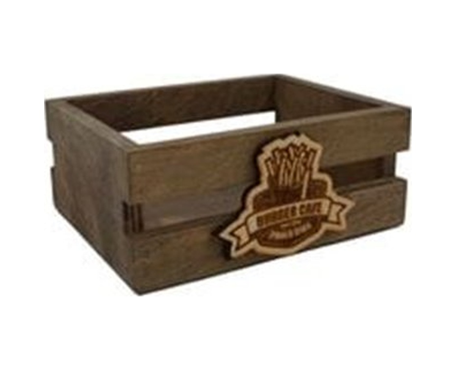 Ahşap Patates Kızartması Sunum Kasası 16cmx13cm Genişlik 7cm Yükseklik