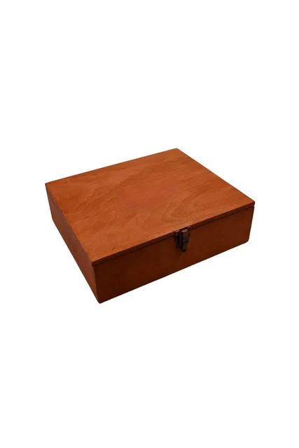 Ahşap Kare Kutu Klipsli 30X30cm Gen. 7Cm Yükseklik Burma Renk – Fotoğraf 1