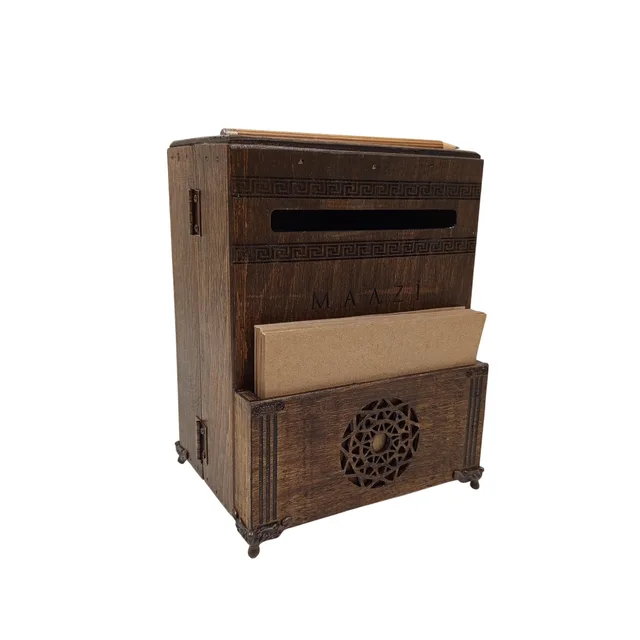 Kişiye Özel Ahşap Dilek & Şikayet Kutusu Kilitli, Lazer Kazıma Logolu – Fotoğraf 1