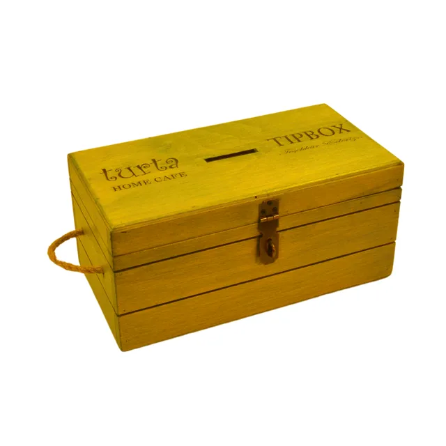 🟤 Ahşap Tipbox – 27×14×12 cm | Asma Kilitli, Logolu, El Yapımı – Fotoğraf 1