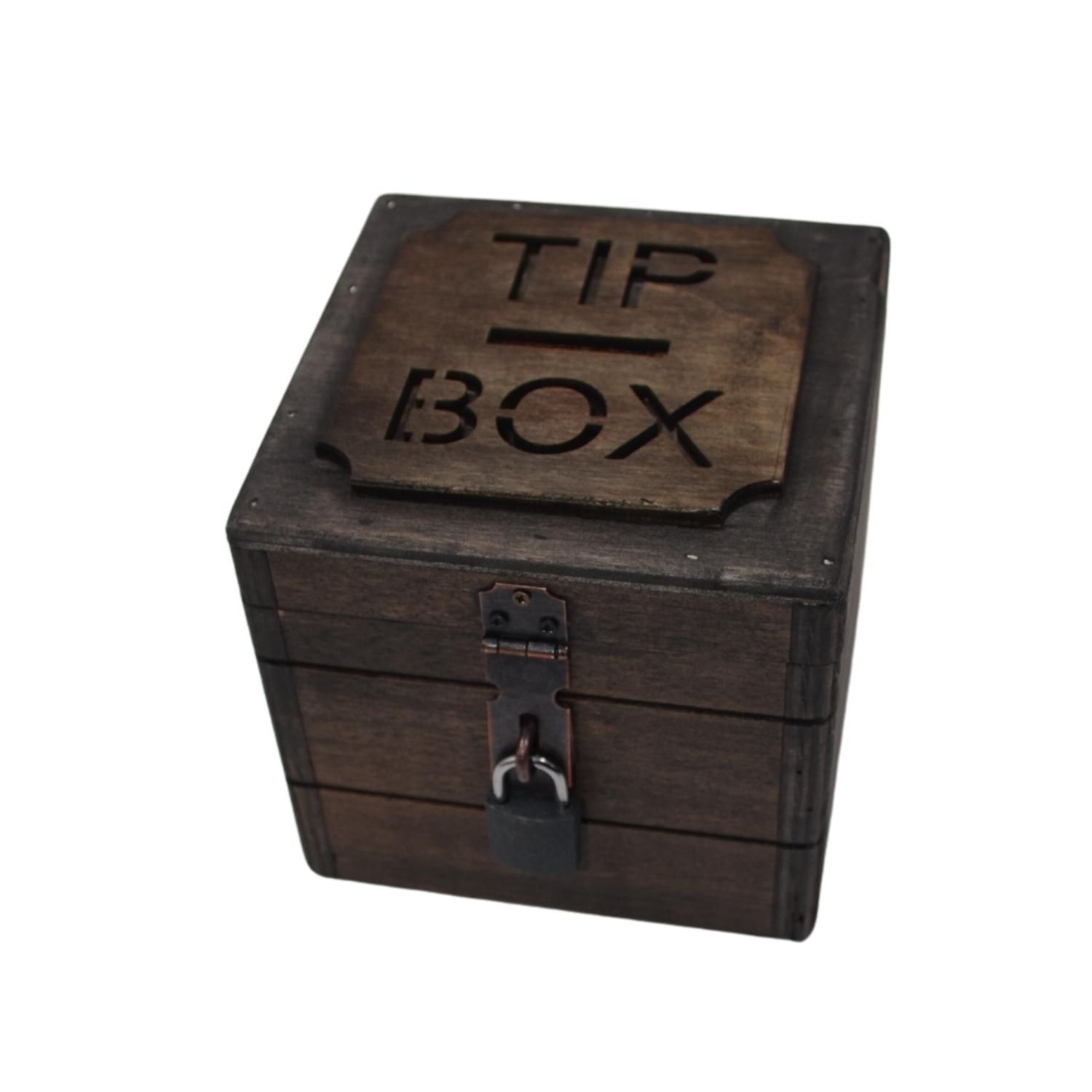 Tipbox Asma Kilitli 13x13x13 cm Premium Kalite Siyah Transparan Doğal Kayın