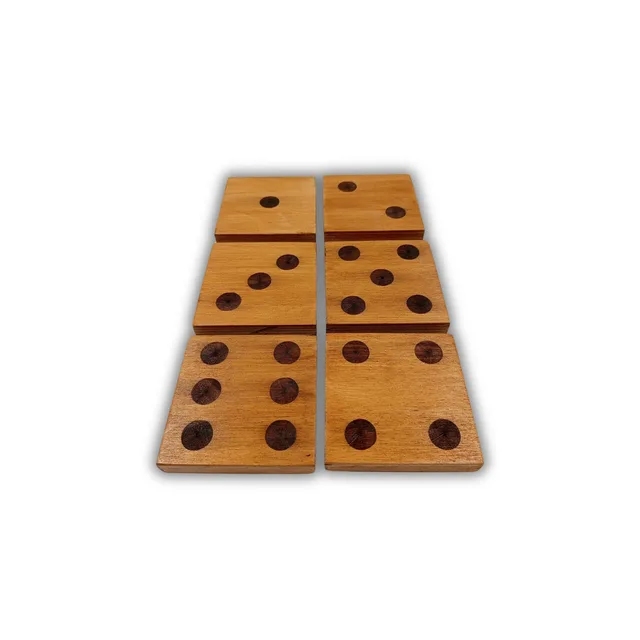 🎲 Zar Tasarımlı 6’lı Ahşap Bardak Altlığı – 10×10 cm – Fotoğraf 1