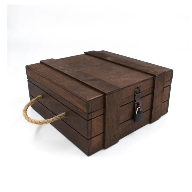 Ahşap Kilitli Anı Kutusu – 27 × 27 × 12 cm | El Yapımı & Çok Amaçlı – Fotoğraf 1