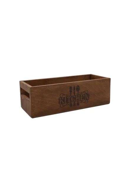 Ahşap Organizer Kahverengi Mutfak Organizer Çok Amaçlı 32cm Uzunluk 11cm Genişli – Fotoğraf 1