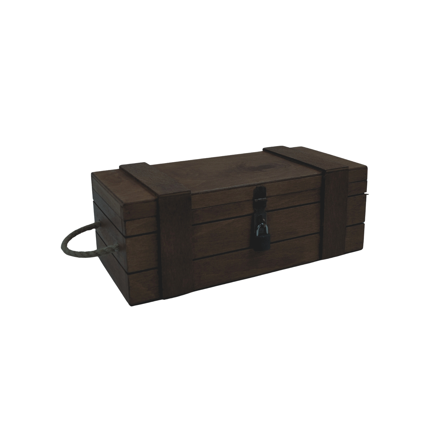 🔒🖤 Ahşap Dekoratif Kilitli Büyük Kutu – 34x16x12 cm, Siyah Transparan