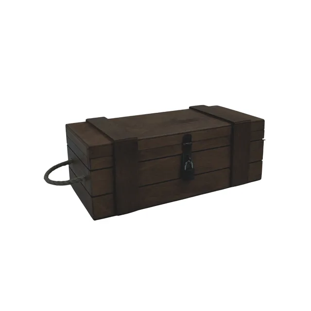🔒🖤 Ahşap Dekoratif Kilitli Büyük Kutu – 34x16x12 cm, Siyah Transparan – Fotoğraf 1