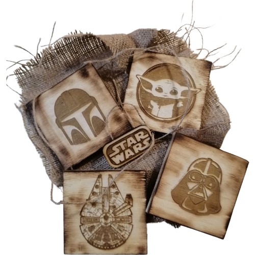4’lü Set Ahşap Star Wars Bardak Altlıkları