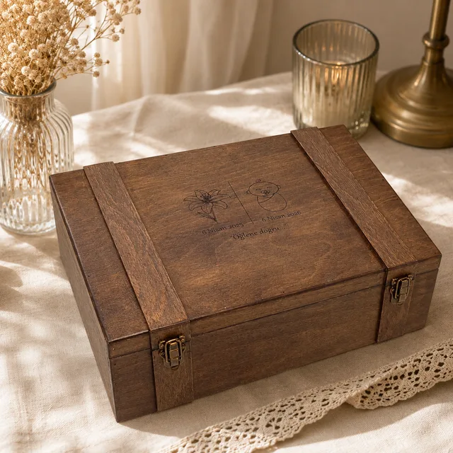 🧳 Kişiye Özel Anı Bavulu | 43×30×14 cm Ahşap Hatıra Kutusu ✨ – Fotoğraf 1